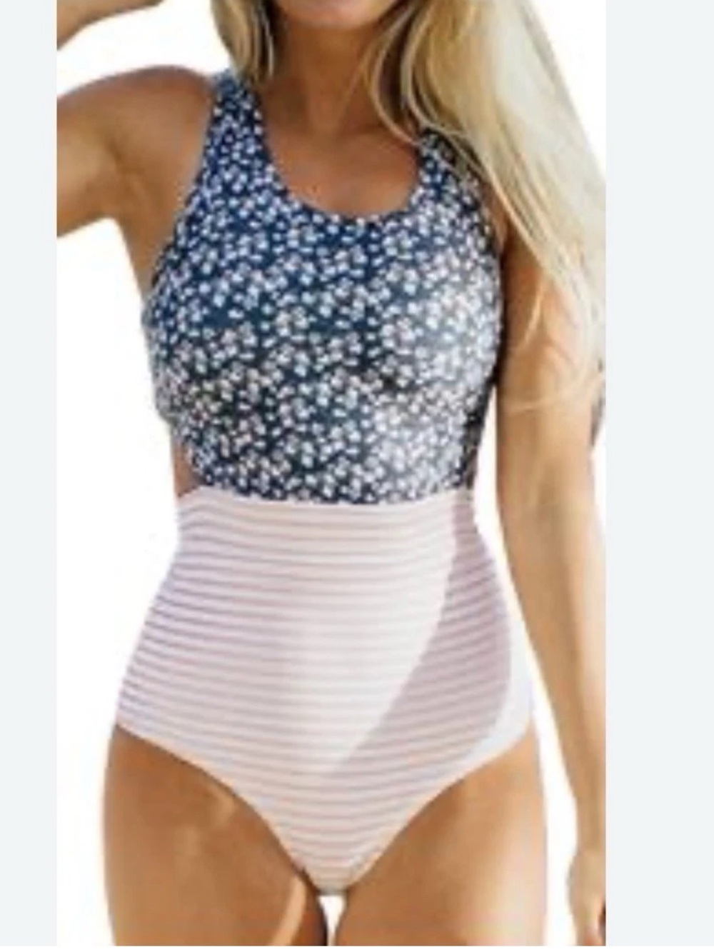 Albion Fit Island Fever Castaway One Piece Swimsuit M NWOT Floral Stripe
